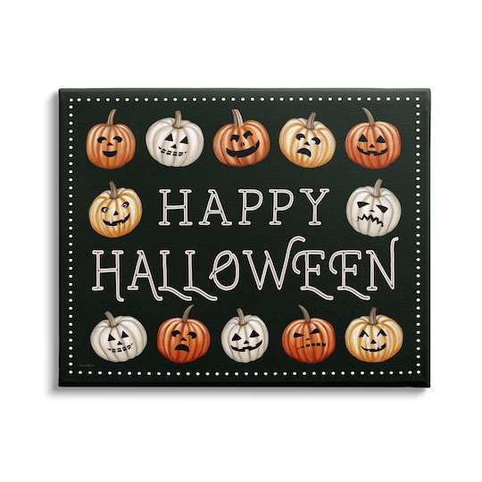 Stupell Industries Happy Halloween Jack-o-Lanterns Canvas Wall Art